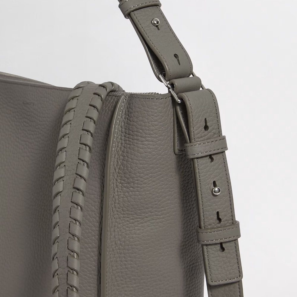 All Saints Slate Gray Pebbled Kita Leather Crossbody Bag - Picture 4 of 6